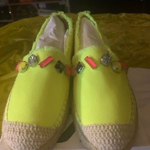 Schutz Kris Embellished Espadrille Neon Yellow